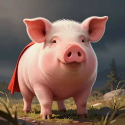 a pig like a superman, vector art