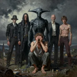 hyper realistic painting of anxiety by wayne barlowe, beksinski, hr giger, austin osman spare, bussiere