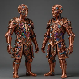 fully featured siamese twins made of copper wire, intricate armor made of fractals of colorful electrical wires, highly detailed, by giuseppe arcimboldo and ambrosius benson, renaissance, ( beksinski ), realistic, high definition