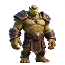 towering orc warlord, stylized pixar-style 3d render, full body, standing, isolated on a pure white background, centered, whole figure in frame, sharp focus, studio lighting