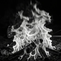 fire, black and white