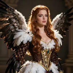 half eagle - half woman, cheap man costume, feathers