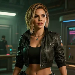 film still of Sofia Vergara as Panam Palmer in Cyberpunk 2077, gameplay, 8k, HD