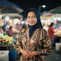 color photo portrait of indonesian woman in the market at night, 1 9 9 0 photograph magazine