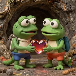 resolution hyper realistic cave raider weathered background happiness of pepe love and life read dead redemption 2 pepe the frog primordial pepe dragon worshiped by tiny pepe adventurers the value of love a clear prismatic of love, warm ,pepe the frog , art in the style of Akihito Tsukushi and and Arnold Lobel , claymation