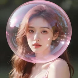 cartoon pink bubble with a face