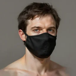 white man with black fabric mask, short dark hair, true anatomy!, digital painting, style of lord of the ring!!!