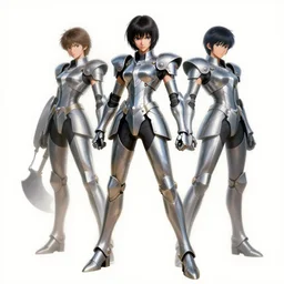 full body girl metal armor dynamic poses painting by gaston bussiere, greg rutkowski, yoji shinkawa, tsutomu nihei