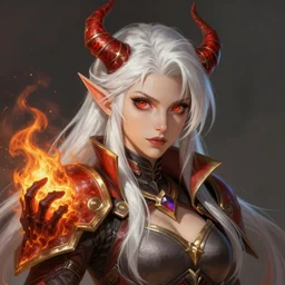 female demon hunter from dmc!! white hair, different colored eyes!! fire emblem, art by artgerm and greg rutkowski and magali villeneuve, portrait, d & d, fantasy, highly detailed, digital painting, trending on artstation, concept art, sharp focus, illustration