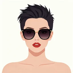 flat portrait art of an beautiful stylish beautiful female punk wearing sleek oversized designer euro sunglasses, shaded, full of colour, trending on artstation, 4 k, focused, vector, by patrick nagel, kraftwerk, aidan hughes brute!, devo, simple bold clean lines, high fashion
