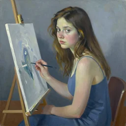 girl painted in the style of John Currin