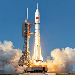an illustration of a rocket on its launchpad, by laurie greasley and james stokoe