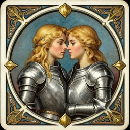 head-on_symmetrical_centered_painted_portrait_Olivia_Wilde_and_Elisha_Cuthbert_as_a_paladin_blonde_hair_ornate_iron_armour_art_nouveau_tarot_card_style_fa_-g_-S_2316795647_ts-1660013127_idx-0