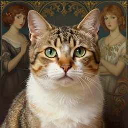 beautiful cat, highly detailed, digital painting, artstation, sharp focus, illustration, art by tan zi and ayanamikodon and alphonse mucha and wlop