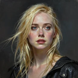 ultra realistic portrait painting of elle fanning in death stranding, art by frank frazetta, 4 k, ultra realistic, highly detailed, epic lighting