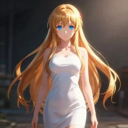 beautiful young yuuki asuna, full body, long wavy hair, sky blue eyes, character portrait in the style of thomas river and yusuke murata, cinematic lighting, hyperdetailed, 8 k realistic, symmetrical, global illumination, radiant light, cryengine, dof, trending on artstation, digital art