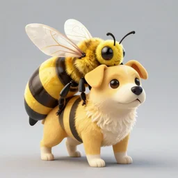 hybrid bee and dog, bee dog, highly detailed, anime, artgerm, artstation, soft light, sharp focus, illustration, character design