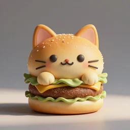 cute burger in the shape of a cat