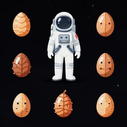 astronaut game character in dark space quest, game art, splash art, 2d game The seeds for each individual image are: [3698228602]