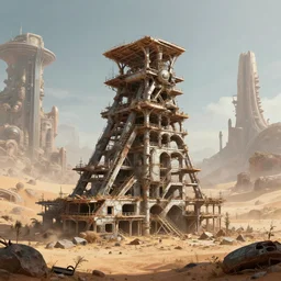 a beautiful photorealistic rendering of unfinished building building mine architecture abandoned city by diebedo francis kere, elysian dieselpunk desert galactic junglepunk atlantis, archdaily, wallpaper, highly detailed, trending on artstation.