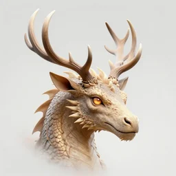 dragon with deer horns, deer horned dragon head, award - winning digital art, octane render, very very very very beautiful