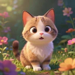 tabi cat with flowers, anime, disney, pixar, 8 k, hd, dof, kodak film, volumetric lighting, subsurface scattering, photorealistic, octane render, details