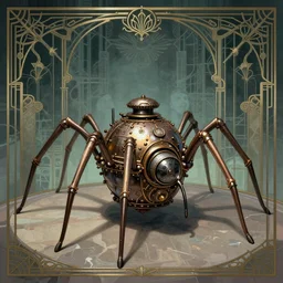 Dieselpunk spider-tank, art nouveau
