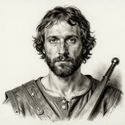 realistic portrait of a handsome peasant, 1450, ink, ultra realistic, 8k