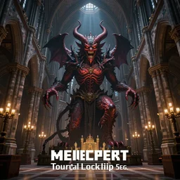 main internal cathedral hall devoted to an evil demon created in minecraft