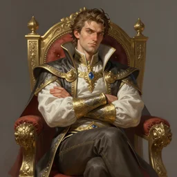 a smug noble man. proud crossed arms. siting in his chair intricate, elegant, highly detailed, digital painting, artstation, concept art, sharp focus, illustration, by justin gerard and artgerm, 8 k