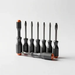 low-poly screwdriver set, studio product photography, isolated on a pure white background, centered, entire object in frame, sharp focus, soft studio lighting