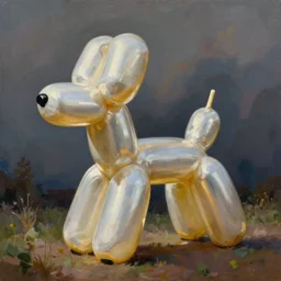 giant balloon dog, painting, gertrude abercrombie