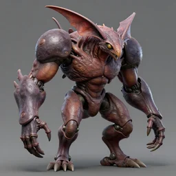 doom, blame!, isopod, muscular body, chiroptera head, chiroptera ears, mecha, hyperrealism, artstation, cgsociety, zbrush, no background