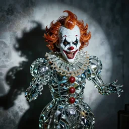 screaming clown made of glass