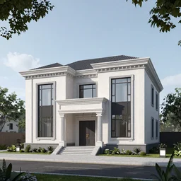 a house in modern neo classical style, octane render, trending on artstation,