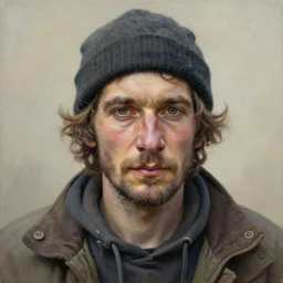 painting of a homeless man portrait greg hildebrandt high detail