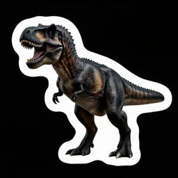 a die - cut sticker of a t - rex on a white background, black and white