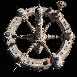 hexagonal ring, complex futuristic planetary space station, seen from straight above, towers, domes, painted by andreas rocha and greg rutkowski