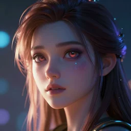 mcro head shot of female, backlighting synthwave style fantasy art by pixar artgerm greg rutkowski