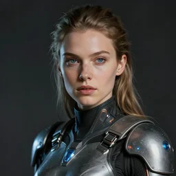 futuristic cyber warrior portrait, by andree wallin