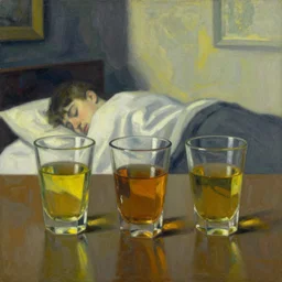 three cups only do i propose for sensible men. one for health, the second for love and pleasure, the third for sleep ; when these have been drunk up, wise guests make for home, in the style of a beautiful edward hopper painting