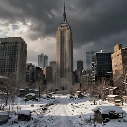 a post nuclear - winter new york city, in the style of aleksander rostov.