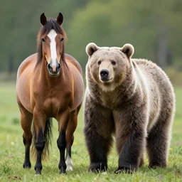 a cross between a horse and a bear, bear horse, horse bear horse and bear mix