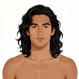 illustration of a handsome!! man with long black curly hair, tan skin, anchor goatee | wearing a cowboy hat | art by hirohiko araki & jean giraud & artgerm & jack kirby | artstation, character design, concept art, full body
