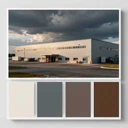 inspiration board color palette for branding an industrial logistics facility