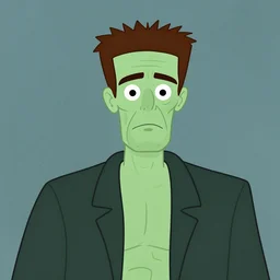 frankenstein's monster, cartoon portrait,