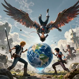 4k realistic upside down world stranger things eleven fighting with winged sephiroth final fantasy