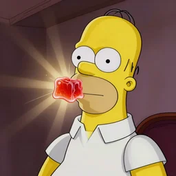 homer simpson being blasted in the face by jello