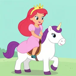 a princess from a cartoon riding a unicorn