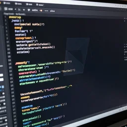 a close up of a screen with computer code, reflections, smooth, sharp focus, concept art, illustration, beautiful, geometric, trending on artstation, cinematic, featured on behance , artwork by WLOP and Tran, Ross